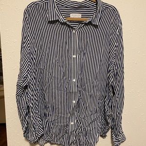 Blue and White Striped Button Down XXL